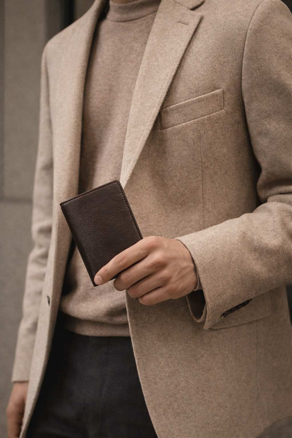 Polaris Milano Brown Men's Vertical Leather Wallet