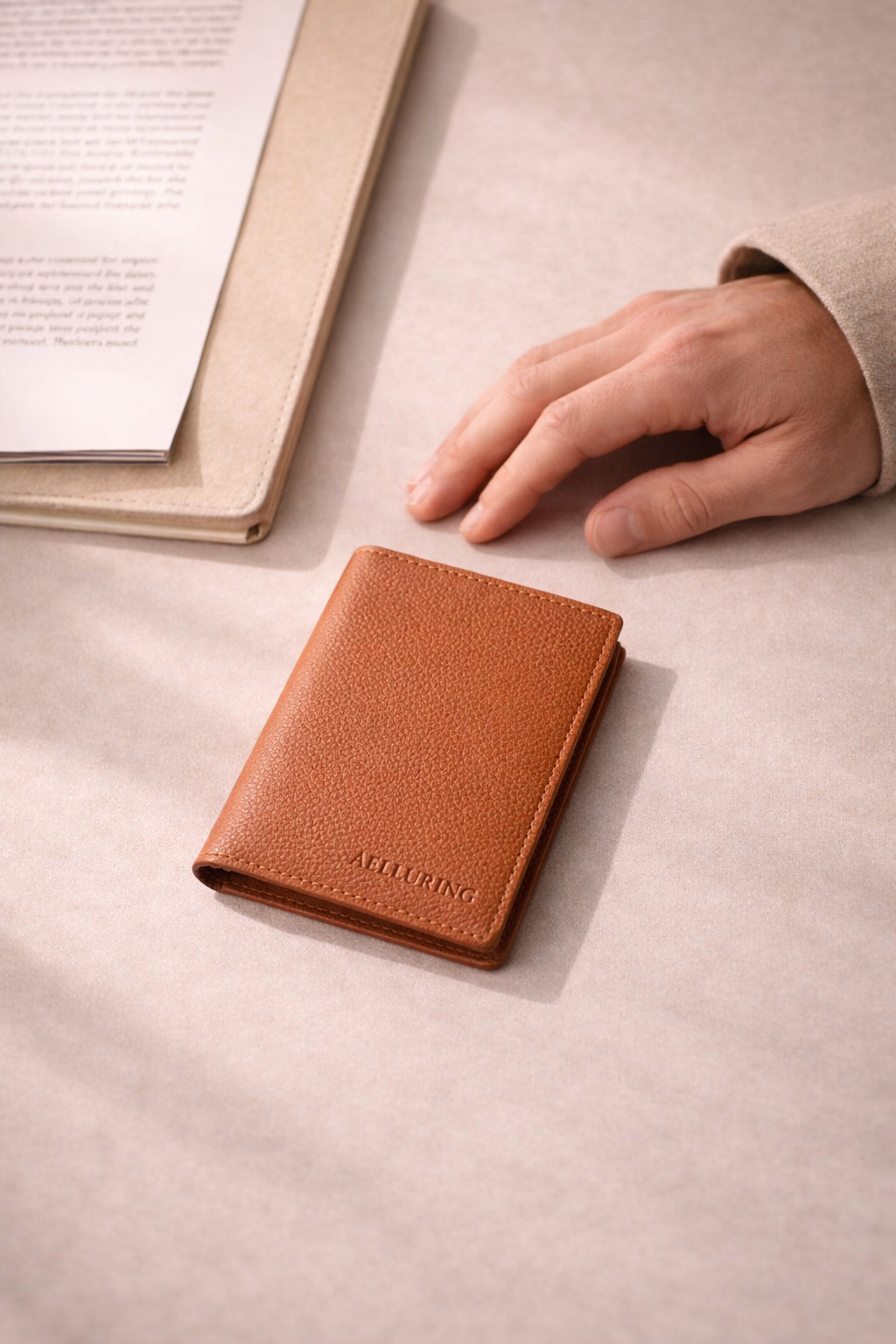 Suprema Tan Men's Vertical Leather Wallet