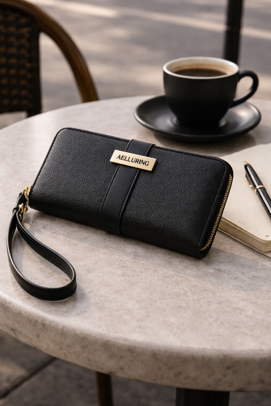 Ginza Milano Black Zipper Women's Leather Wallet
