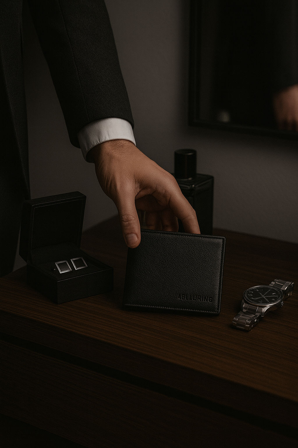 Aelluring Beluga Black Italian Leather Wallet For Men