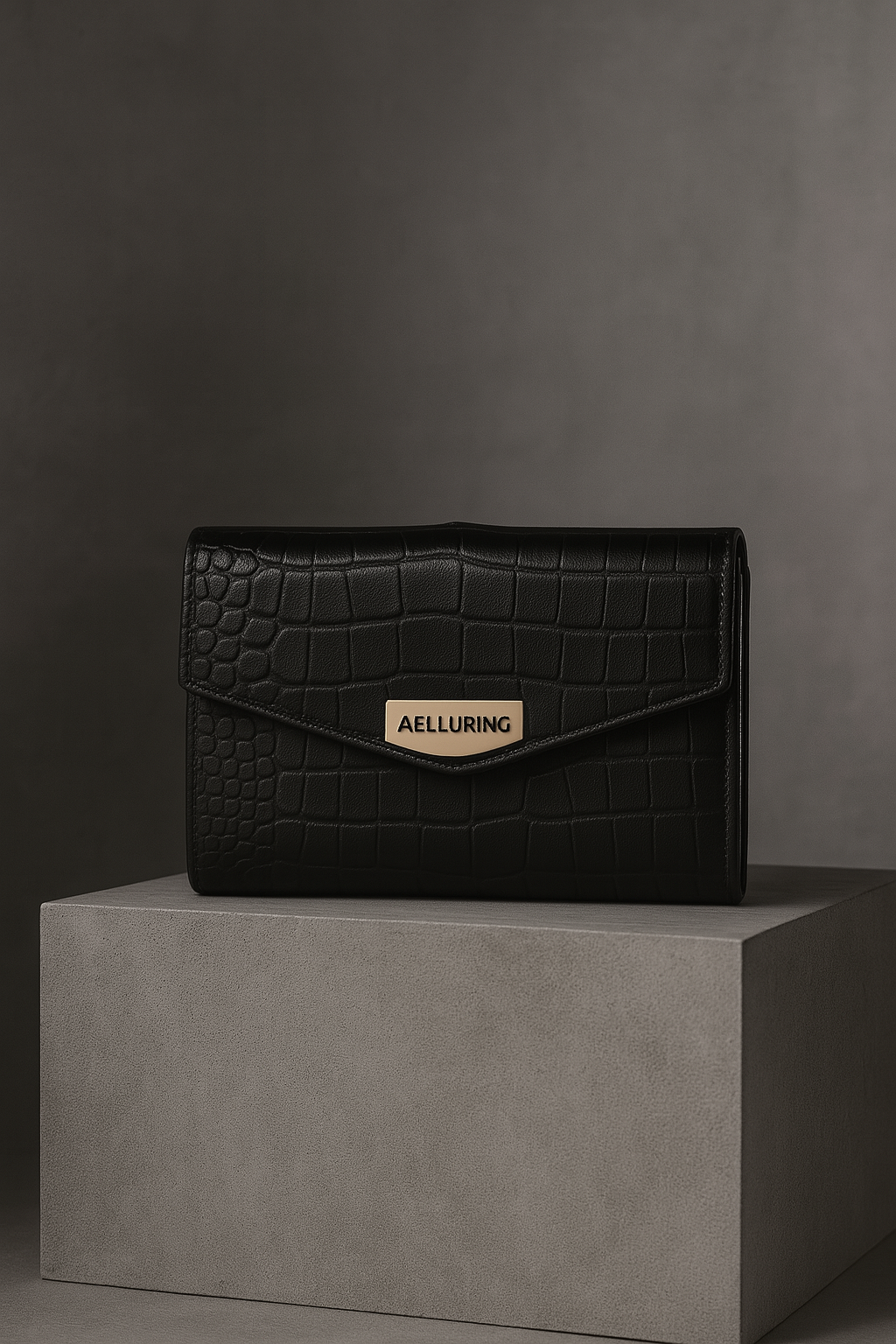 Aelluring Croco Black Women's Leather Wallet 01