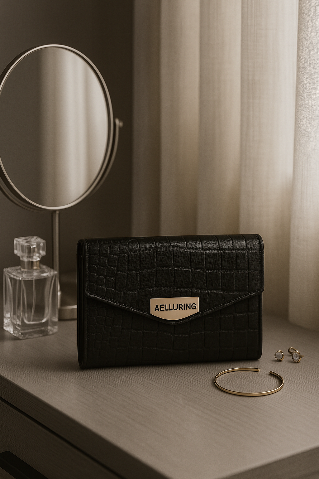 Aelluring Croco Black Women's Leather Wallet 05