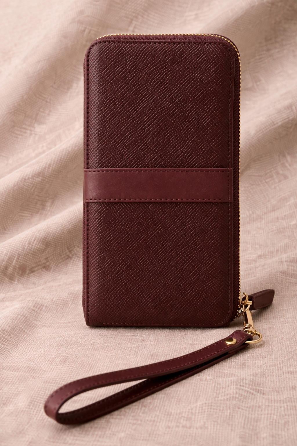 Ginza Milano Maroon Zipper Women's Leather Wallet