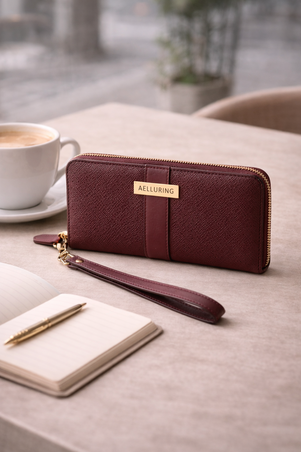 Ginza Milano Maroon Zipper Women's Leather Wallet