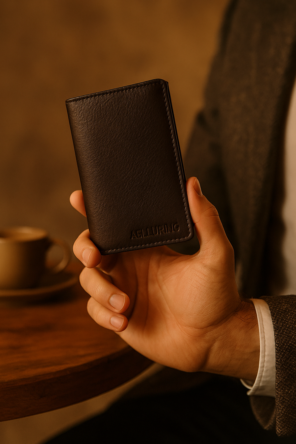 Aelluring Polaris Brown Men's Vertical Leather Wallet 01