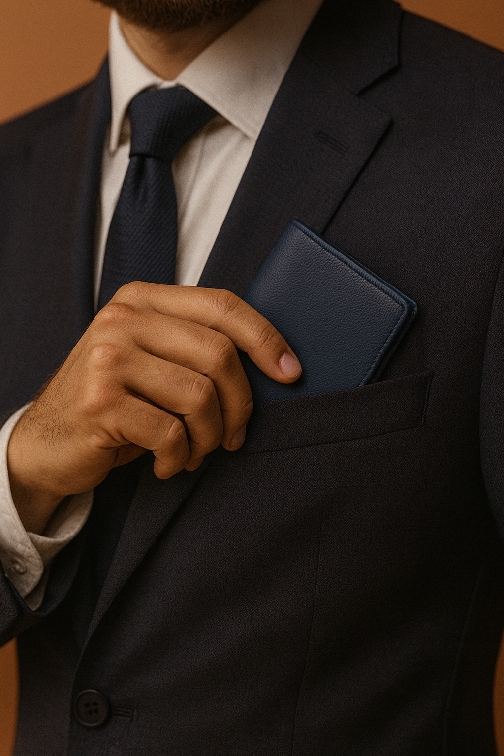 Aelluring Suprema Men's Italian Leather Blue Vertical Wallet 06