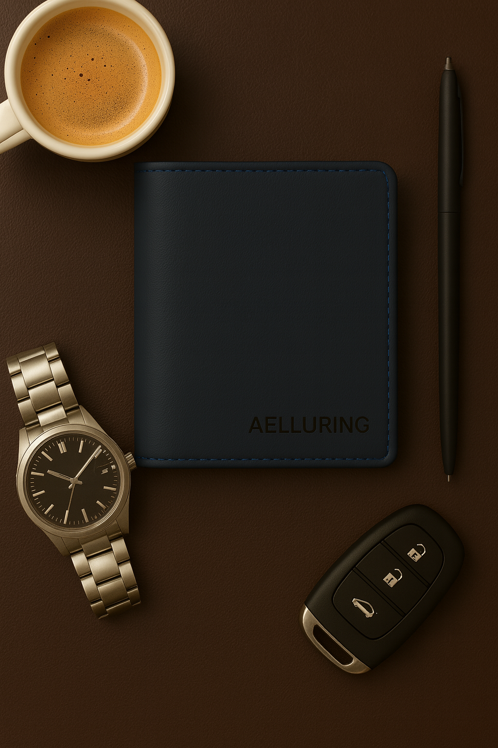 Aelluring Suprema Mens Italian Leather Blue Vertical Wallet 07