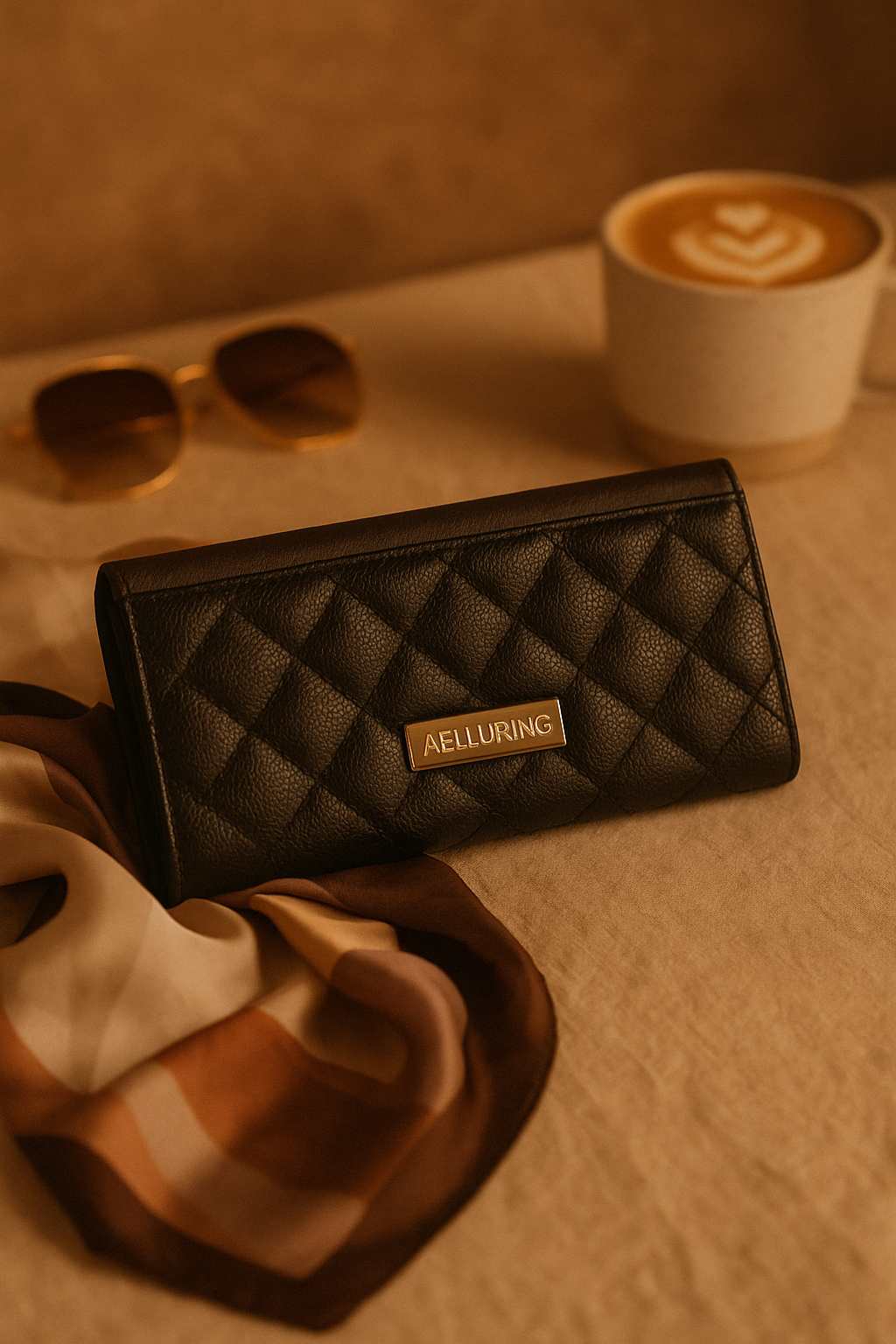 Aelluring Polaris Brown & Black Quilted Women's Leather Wallet 02