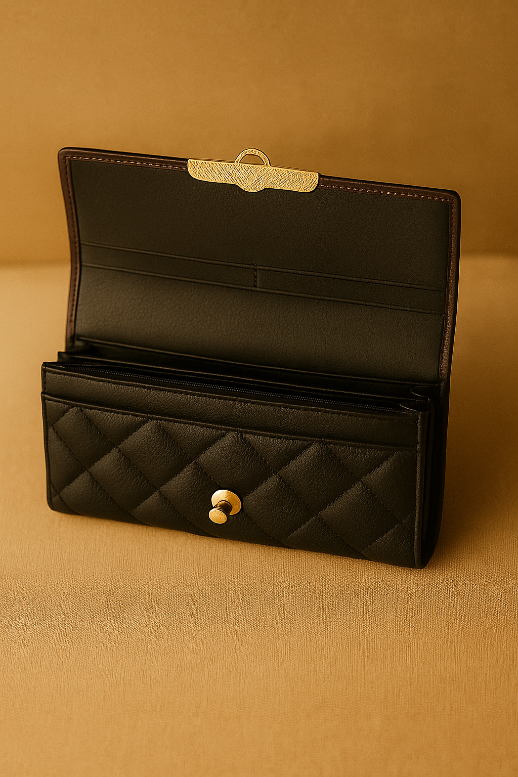 Aelluring Polaris Brown & Black Quilted Women's Leather Wallet 04