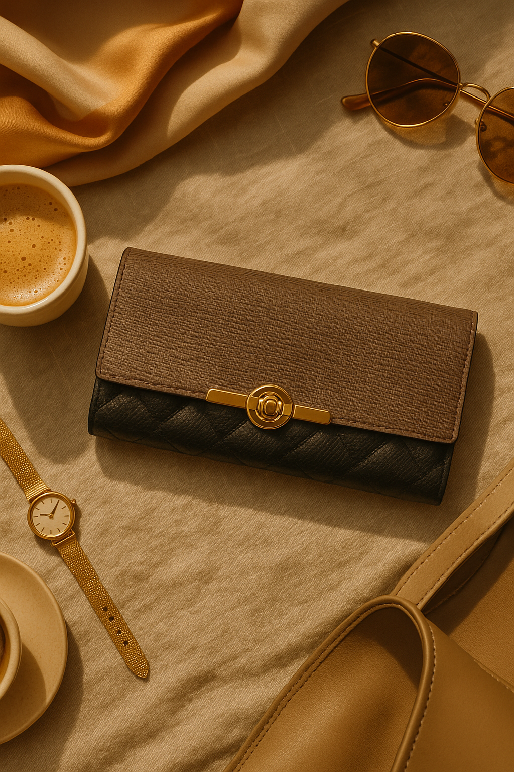 Aelluring Polaris Brown & Black Quilted Women's Leather Wallet 03